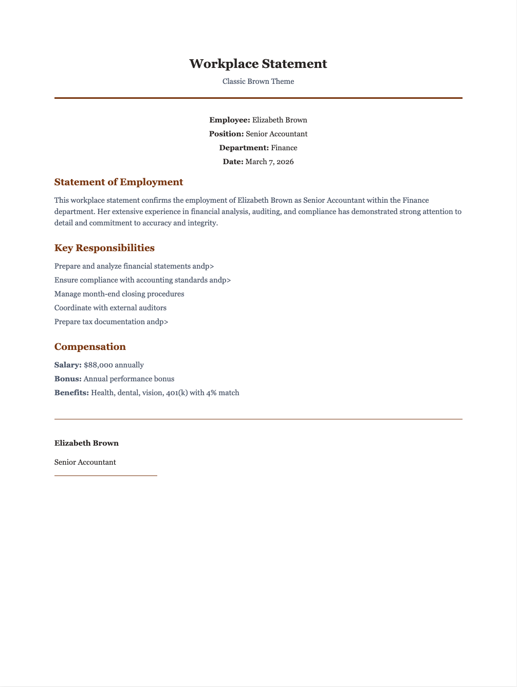 Brown classic workplace statement